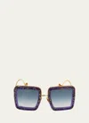 Anna-karin Karlsson Beaming Sky Swarovski Square Acetate Sunglasses In Purple