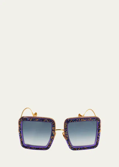 Anna-karin Karlsson Beaming Sky Swarovski Square Acetate Sunglasses In Purple