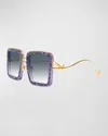 ANNA-KARIN KARLSSON BEAMING SKY SWAROVSKI SQUARE ACETATE SUNGLASSES