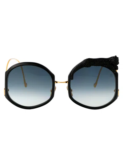 Anna-karin Karlsson Anna Karin Karlsson Black Crystal Acetate Sunglasses
