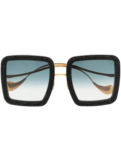 Anna-karin Karlsson Crystal-embellished Oversize-square Sunglasses In Black