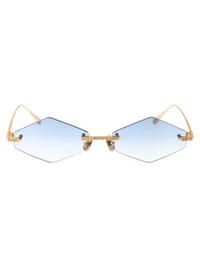 Anna-karin Karlsson Crystal Nest Triangle Sunglasses In Gold Blue