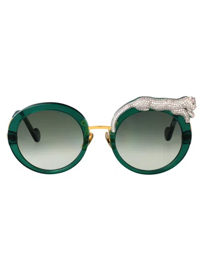 Anna-karin Karlsson Anna Karin Karlsson Gold Emerald Acetate Sunglasses In Green