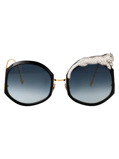 Anna-karin Karlsson Anna Karin Karlsson Gold Ice Acetate Sunglasses In Black