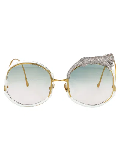 Anna-karin Karlsson Anna Karin Karlsson Gold Jade Acetate Sunglasses In Neutral