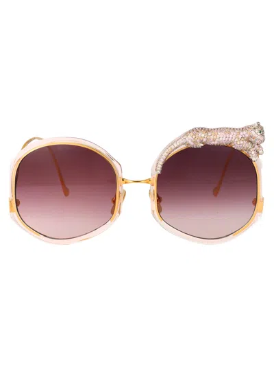 Anna-karin Karlsson Anna Karin Karlsson Gold Pink Acetate Sunglasses