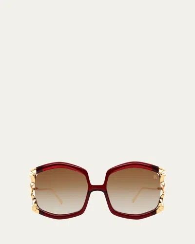 Anna-karin Karlsson La Vie En Rose Square Sunglasses In Brown