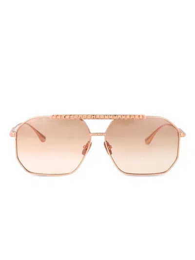 Anna-karin Karlsson Le Boss 2.0 Geometric-frame Titanium Sunglasses In Gold