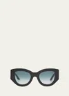 Anna-karin Karlsson Lucky Goes To Vegas Embellished Acetate & Metal Cat-eye Sunglasses In Solid Black