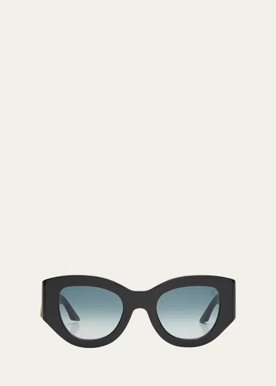 Anna-karin Karlsson Lucky Goes To Vegas Embellished Acetate & Metal Cat-eye Sunglasses In Solid Black
