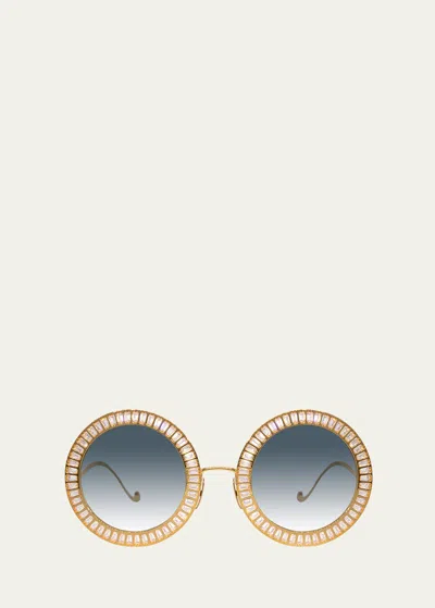 Anna-karin Karlsson Magic You 2 Stainless Steel Round Sunglasses In Ice Gold
