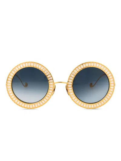 Anna-karin Karlsson Magic You 2.0 Embellished Round Sunglasses In Gold