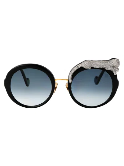 Anna-karin Karlsson Rose Et La Roue Crystal Sunglasses In Black