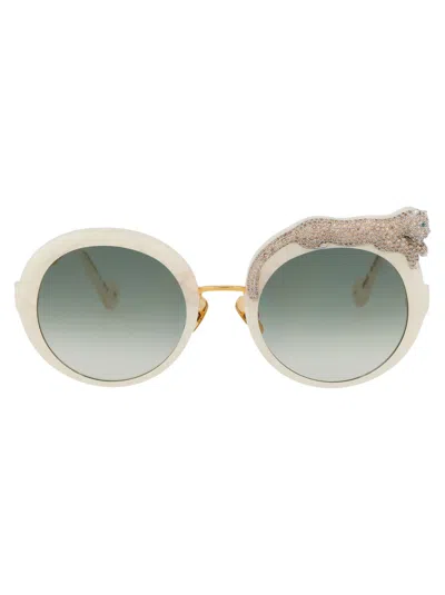 Anna-karin Karlsson Rose Et La Roue Crystal Sunglasses In Green
