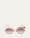 Anna-karin Karlsson Rose Et La Roue Round Mixed-media Sunglasses In Tobacco