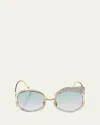 Anna-karin Karlsson Rose Et Le Reve Leopard Round Acetate Sunglasses In Jade
