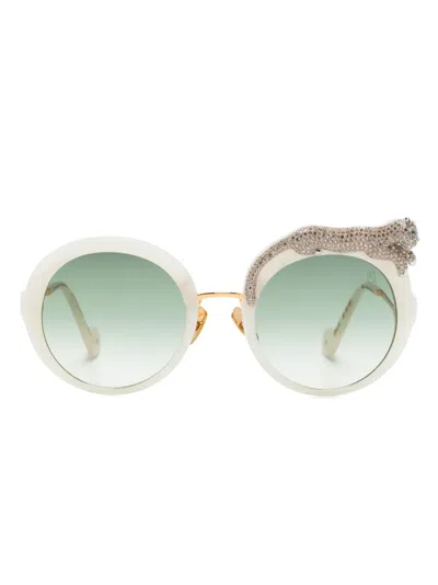 Anna-karin Karlsson Rose Et Le Roue Sunglasses In White