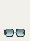 Anna-karin Karlsson Strawberry Moon Square Black Acetate & Gold-plated Steel Sunglasses In Black