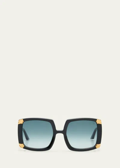 Anna-karin Karlsson Strawberry Moon Square Black Acetate & Gold-plated Steel Sunglasses