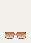 Anna-karin Karlsson Too Handsome Mixed-media Rectangle Sunglasses In Amber Tortoise