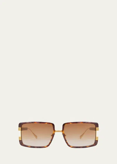 Anna-karin Karlsson Too Handsome Mixed-media Rectangle Sunglasses In Amber Tortoise