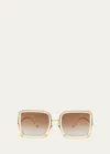 Anna-karin Karlsson White Moon Mixed-media Square Sunglasses In Pearl