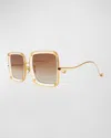 Anna-karin Karlsson White Moon Mixed-media Square Sunglasses In Pearl
