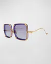 Anna-karin Karlsson White Moon Mixed-media Square Sunglasses In Purple