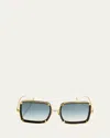 Anna-karin Karlsson White Moon Square Acetate Sunglasses In Black