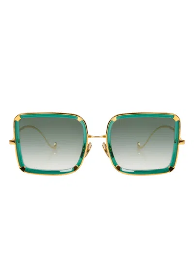 Anna-karin Karlsson White Moon Square Sunglasses In Green