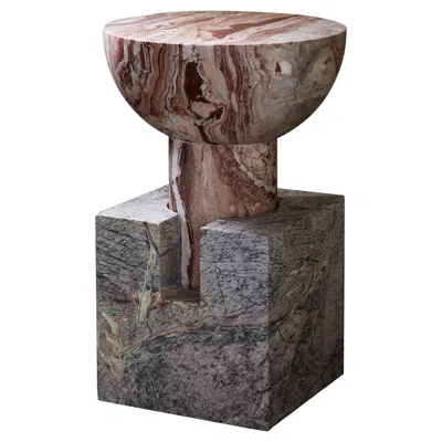 Pre-owned Anna Karlin Marble Block Side Table, B In Gray