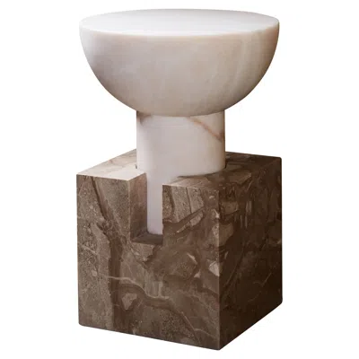 Pre-owned Anna Karlin Marble Block Side Table, C In Brown