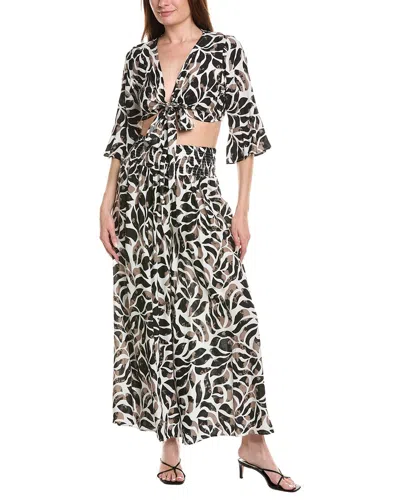Anna Kay 2p Johnel Tie-front Top & Pant Set In Brown