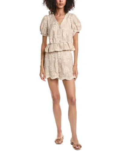 Anna Kay 2pc Embroidery Top & Short Set In Neutral