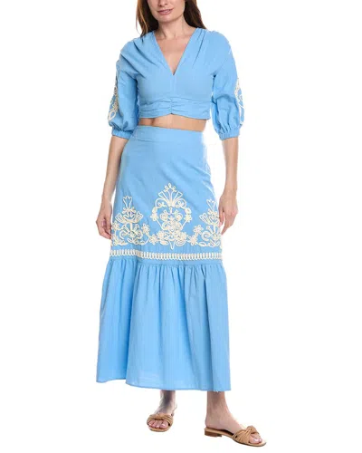 Anna Kay 2pc Mai Tai Lace Top & Maxi Skirt Set In Blue