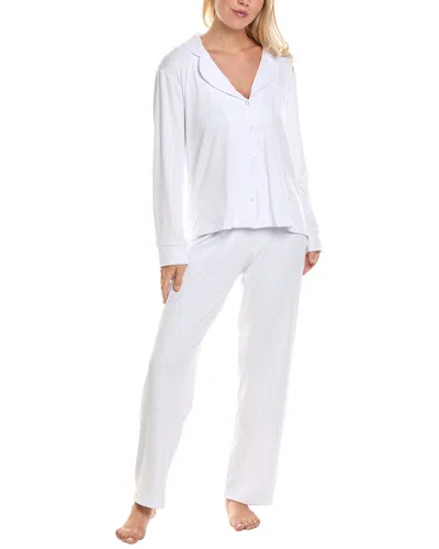 Anna Kay 2pc Silk-blend Pajama Pant Set In White