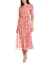Anna Kay 3d Foralie Midi Dress In Red