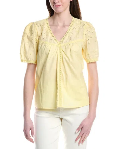 Anna Kay Clem Embroidery Top In Yellow