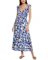 Anna Kay Ebonie Rosas Midi Dress In Blue