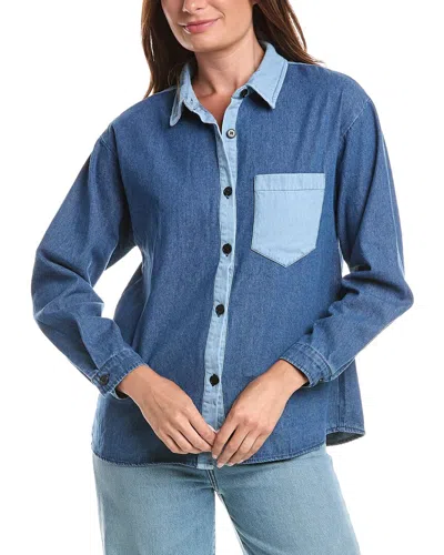 Anna Kay Ellena Denim Cashmere-blend Chemise In Blue