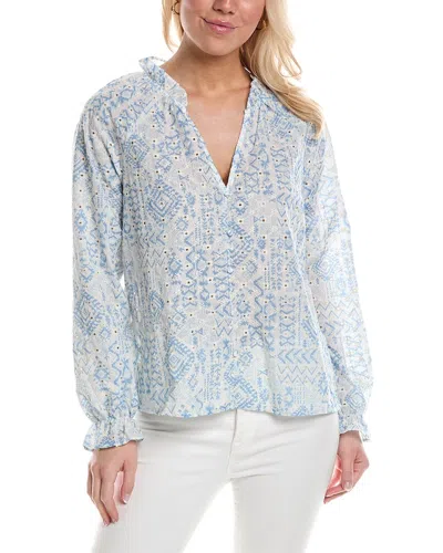 Anna Kay Embroidered Top In Blue