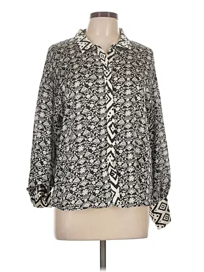 Pre-owned Anna Kay Long Sleeve Blouse In Silver