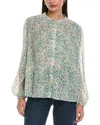 Anna Kay Malaga Accordion Pleated Blouse In Green