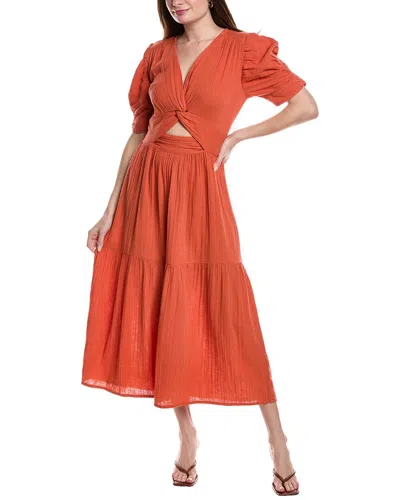 Anna Kay Odouna Gauze Midi Dress In Orange