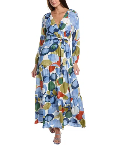 Anna Kay Patches Silk-blend Maxi Dress In Blue