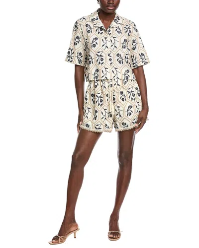 Anna Kay Rumper Cafornian 2pc Button Front Top And Short Set In Neutral