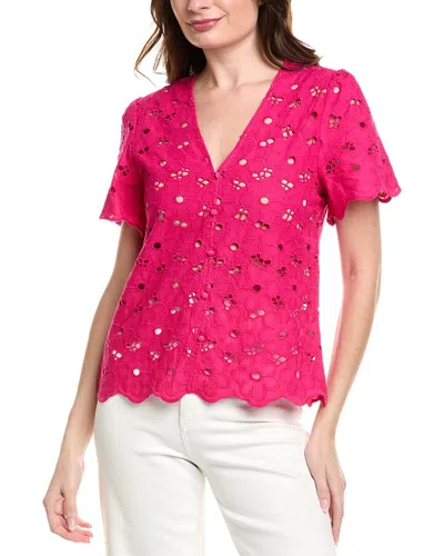 Anna Kay Selenna Eyelet Top In Pink