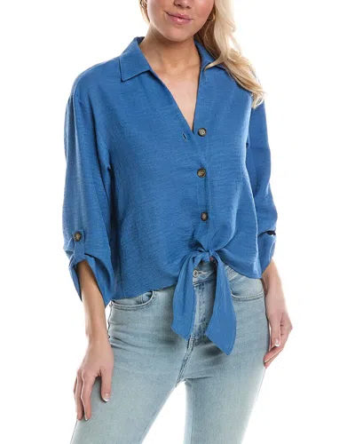 Anna Kay Tie-front Shirt In Blue