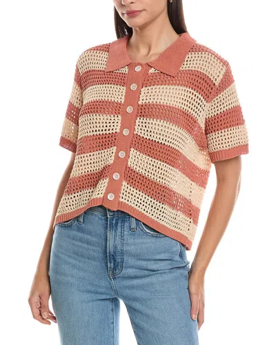 Anna Kay Vito Crochet Polo Sweater In Brown