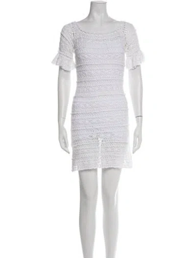 Pre-owned Anna Kosturova Bateau Neckline Mini Dress W/ Tags In White